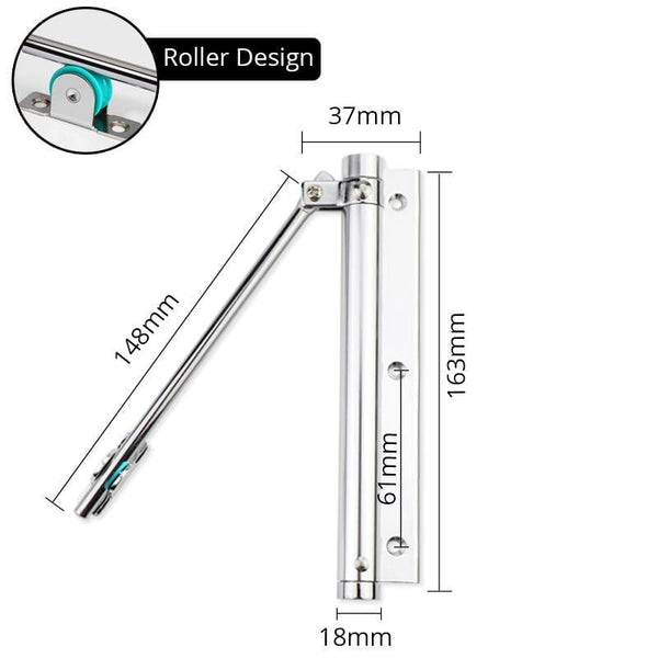Planet Gates 15380311 Chrome Small 50KG Adjustable Door Closer Aluminum Alloy Automatic Door Spring Closer Soft Close Fire-proof Door Heavy Duty Door Hardware