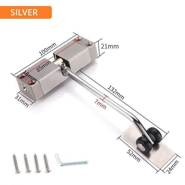 Planet Gates 15380311 Silver Stainless Steel Automatic Spring Door Closer Door Closing Device Can Adjust The Door Closing Device Furniture Door Hardware