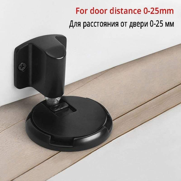 Planet Gates 15380313 161 black Mechanical Doorstop Nail-free Sticker Zinc Alloy Door Stopper Heavy Duty Door Holder Non-Punch Stop Door Hardware