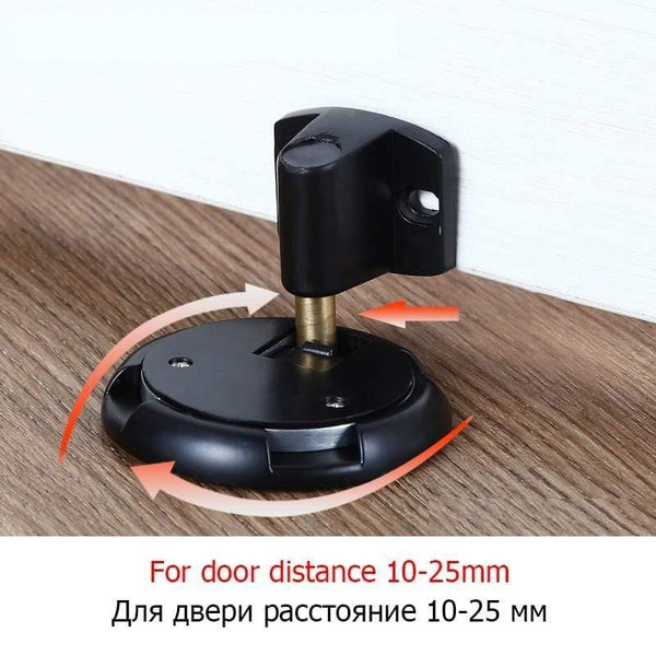 Planet Gates 15380313 162 black Mechanical Doorstop Nail-free Sticker Zinc Alloy Door Stopper Heavy Duty Door Holder Non-Punch Stop Door Hardware