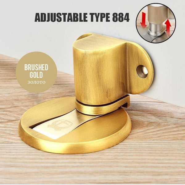 Planet Gates 15380313 Adjustable Gold Adjustable Door Holder Stainless Steel Magnetic Door Stopper Non-punch Sticker Water-proof Door Stop Furniture Door Hardware