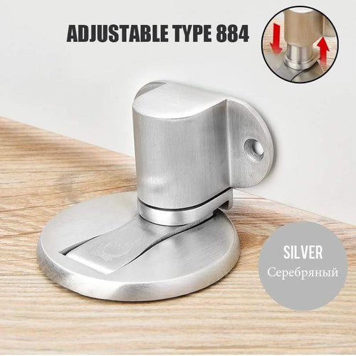 Planet Gates 15380313 Adjustable Silver Adjustable Door Holder Stainless Steel Magnetic Door Stopper Non-punch Sticker Water-proof Door Stop Furniture Door Hardware