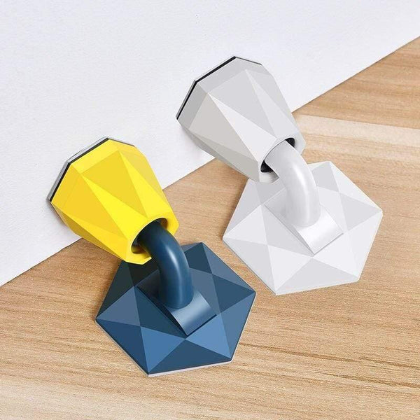 Planet Gates 15380313 Blue and White Diamond Shape Silicone Door Stopper Upgraded Suction Design No Punch Sticker Doorstop Door Holder Wind-proof Door Hardware