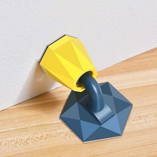 Planet Gates 15380313 Blue Diamond Shape Silicone Door Stopper Upgraded Suction Design No Punch Sticker Doorstop Door Holder Wind-proof Door Hardware