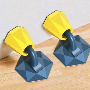 Planet Gates 15380313 Blue x 2 Diamond Shape Silicone Door Stopper Upgraded Suction Design No Punch Sticker Doorstop Door Holder Wind-proof Door Hardware
