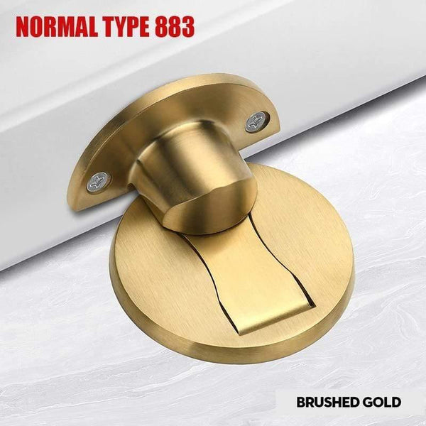 Planet Gates 15380313 Brush Gold Adjustable Door Holder Stainless Steel Magnetic Door Stopper Non-punch Sticker Water-proof Door Stop Furniture Door Hardware