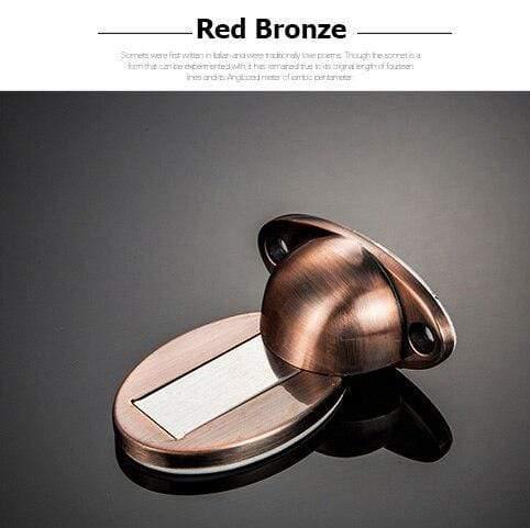 Planet Gates 15380313 red bronze Thicknessed Zinc Alloy Magnetic Door Stopper Sticker Hidden Door Holders Catch Floor Nail-free Doorstop Door Hardware