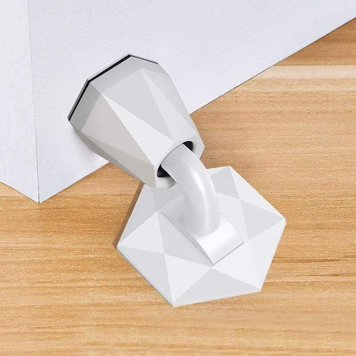 Planet Gates 15380313 White Diamond Shape Silicone Door Stopper Upgraded Suction Design No Punch Sticker Doorstop Door Holder Wind-proof Door Hardware