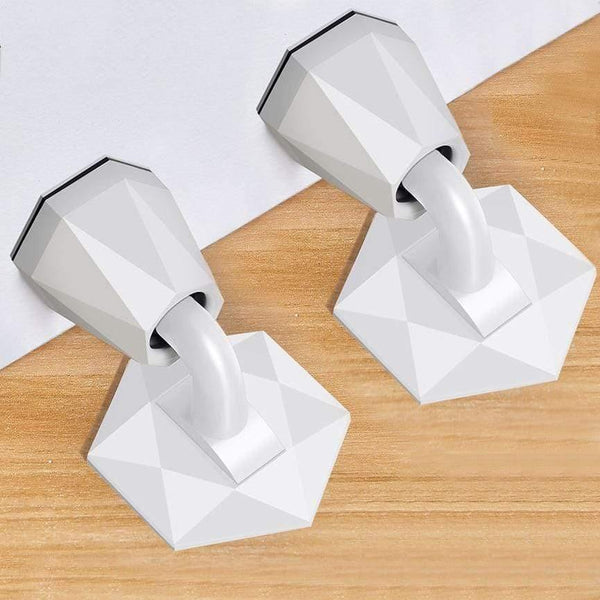 Planet Gates 15380313 White x 2 Diamond Shape Silicone Door Stopper Upgraded Suction Design No Punch Sticker Doorstop Door Holder Wind-proof Door Hardware