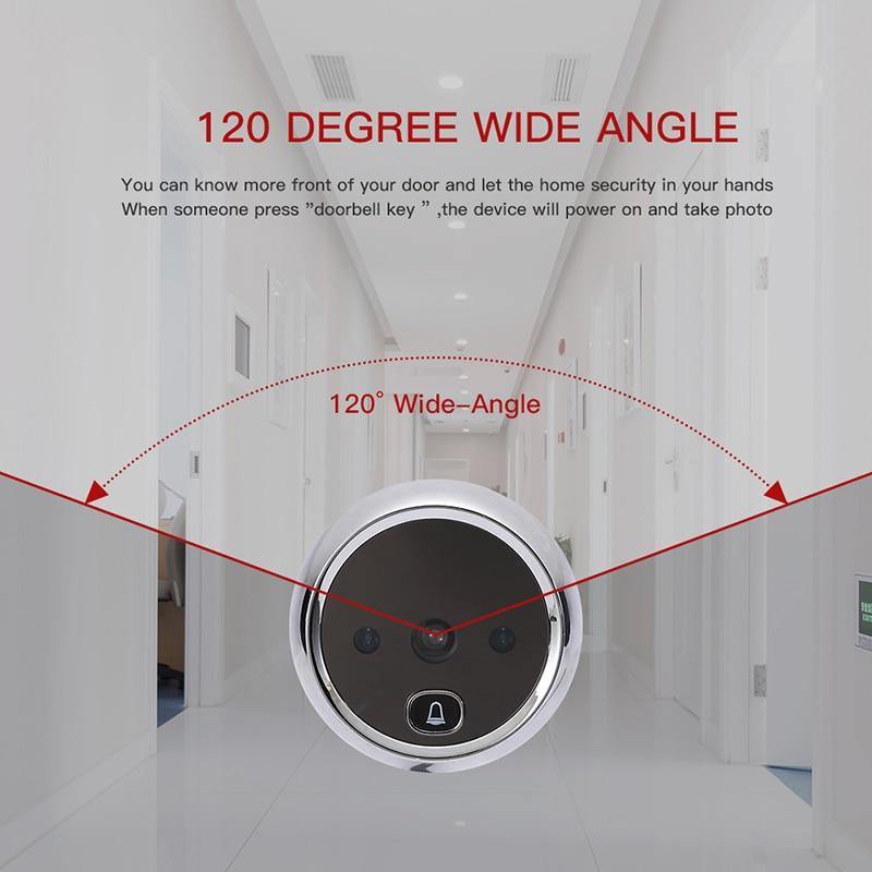 Planet Gates 15380314 2.8" LCD Screen Electronic Door Viewer Bell IR Night Door Camera Photo Recording Digital Door Viewer Smart Peephole Doorbell