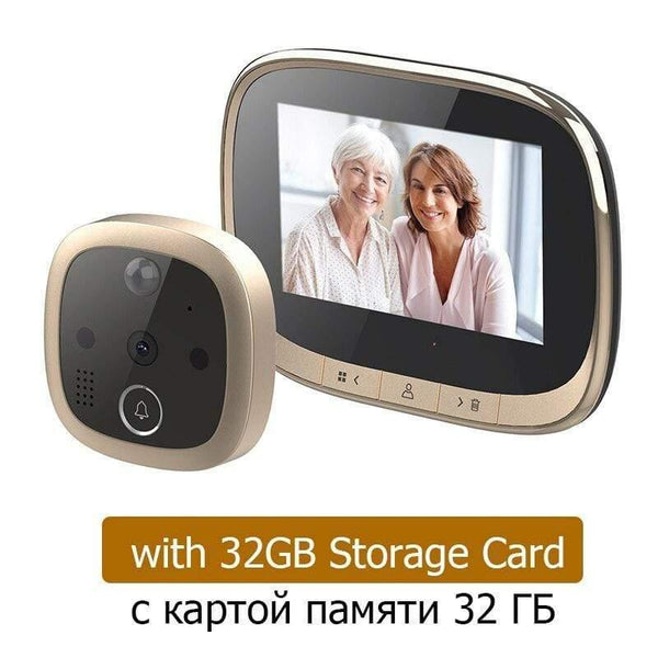 Planet Gates 15380314 Gold 32GB / 35-120mm 4.3 Inch Electronic Door Viewer Bell IR Night Door Camera Photo Video Record Digital Door Camera Smart Peephole Doorbell