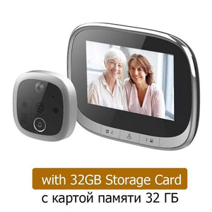 Planet Gates 15380314 Silver 32GB / 35-120mm 4.3 Inch Electronic Door Viewer Bell IR Night Door Camera Photo Video Record Digital Door Camera Smart Peephole Doorbell