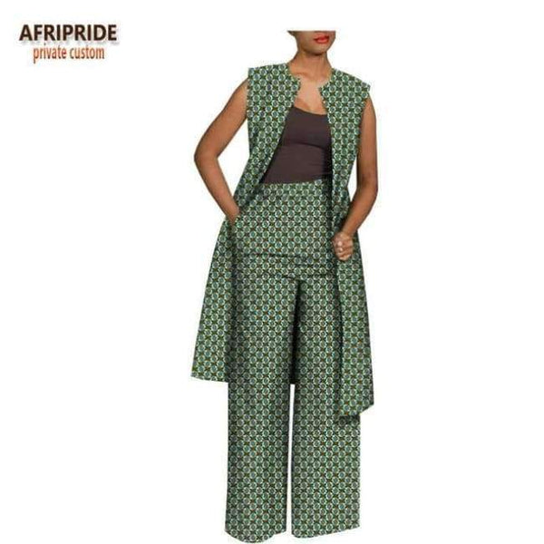 Planet Gates 154J / XXS Summer autumn pants women set AFRIPRIDE sleeveless knee-length top+full length pants women set A1826022