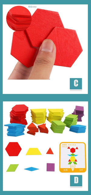 Planet Gates 155 PCS Puzzle Educational Toys for Children Creative Games Jigsaw Puzzle Learning Kids Developing Wooden Geometric Shape Toys