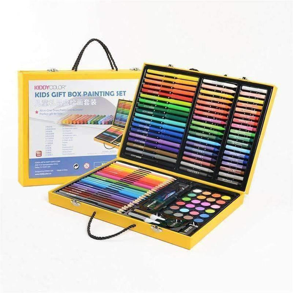 Planet Gates 159pcs/set Deluxe Art Set for Kids in Colorful Paper Case Children Student Art Supplies Crayon Watercolor Oil Painting Set