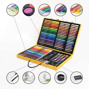 Planet Gates 159pcs/set Deluxe Art Set for Kids in Colorful Paper Case Children Student Art Supplies Crayon Watercolor Oil Painting Set