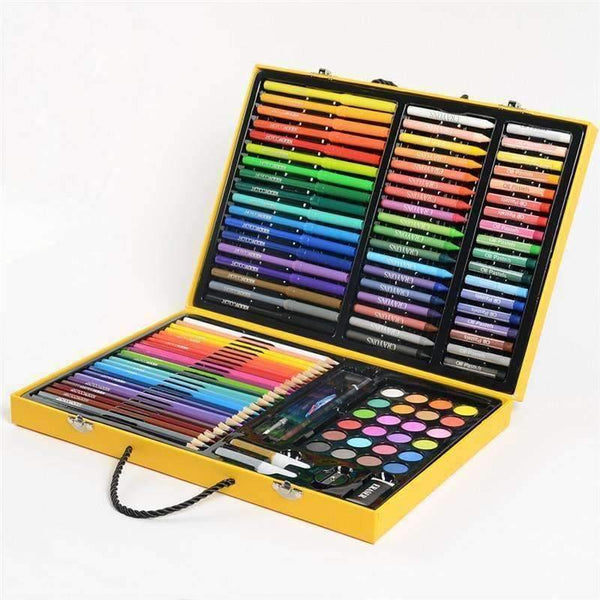 Planet Gates 159pcs/set Deluxe Art Set for Kids in Colorful Paper Case Children Student Art Supplies Crayon Watercolor Oil Painting Set