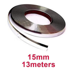 Planet Gates 15mm 13M Silver Car Chrome Styling Decoration Moulding Trim Strip Tape Auto DIY Protective Sticker 6mm 8mm 10mm 12mm 15mm 20mm 30mm