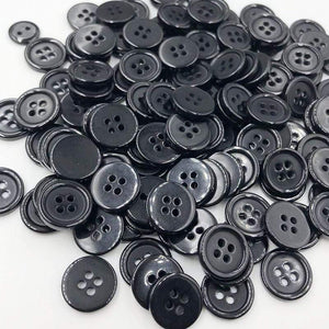 Planet Gates 15mm 50pcs 11/15/18/20/25/30mm Black Color Overcoat Plastic Button 4 Holes Craft Sewing PT251
