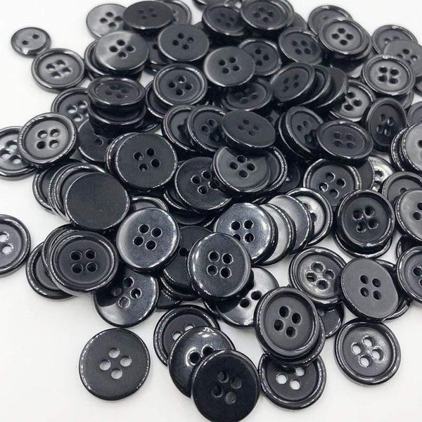 Planet Gates 15mm 50pcs 11/15/18/20/25/30mm Black Color Overcoat Plastic Button 4 Holes Craft Sewing PT251