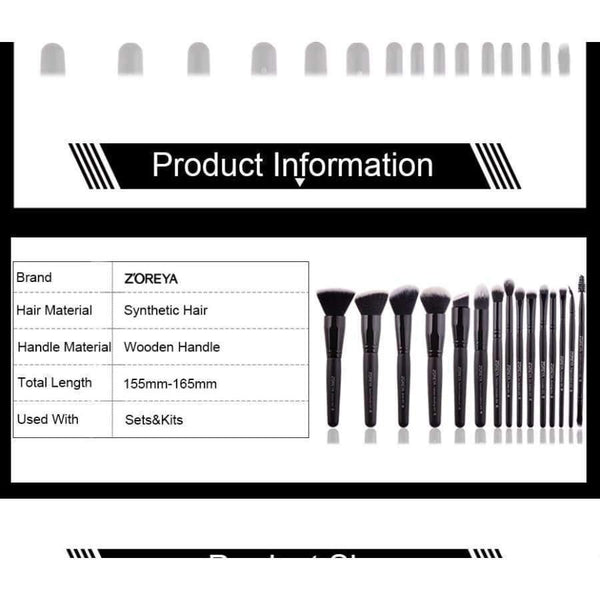 Planet Gates 15pcs Black Makeup Brushes Set Eye Shadow Powder Foundation Brush For Makeup Best Blending Concealer Cosmetic Tools