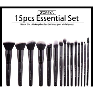 Planet Gates 15pcs Black Makeup Brushes Set Eye Shadow Powder Foundation Brush For Makeup Best Blending Concealer Cosmetic Tools