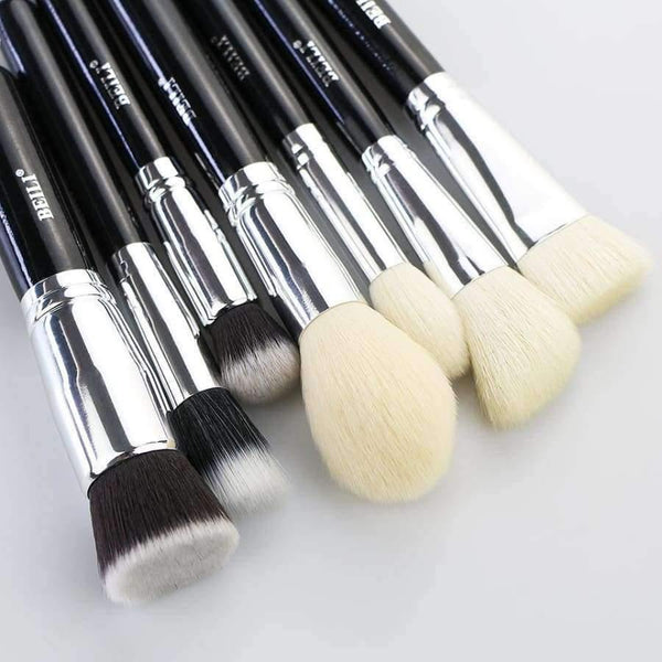 Planet Gates 15pcs Black Premium Goat hair Big Powder Foundation blusher eye shadow Contour Makeup brush set