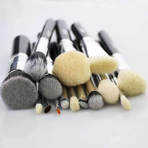Planet Gates 15pcs Black Premium Goat hair Big Powder Foundation blusher eye shadow Contour Makeup brush set