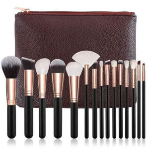 Planet Gates 15pcs brown with bag 15pcs Pink Makeup Brushes Set Pincel Maquiagem Powder Eye Kabuki Brush Complete Kit Cosmetics Beauty Tools with Leather Case