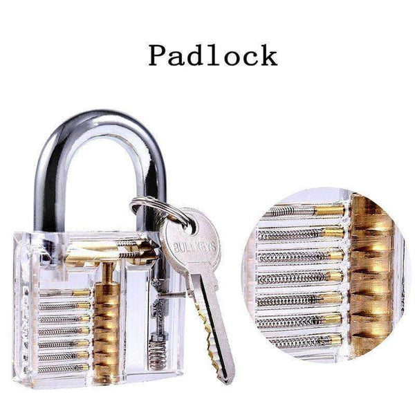 Planet Gates 15pcs GOSO Locksmith Hand Tool Classic Set,Transparent Lock Cutaway in Bag,View Padlock Broken Key Tool for Practice and Train