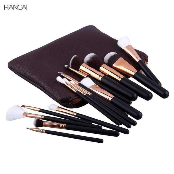 Planet Gates 15pcs Pink Makeup Brushes Set Pincel Maquiagem Powder Eye Kabuki Brush Complete Kit Cosmetics Beauty Tools with Leather Case