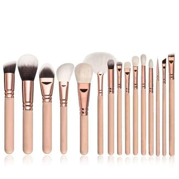 Planet Gates 15pcs Pink no bag 15pcs Pink Makeup Brushes Set Pincel Maquiagem Powder Eye Kabuki Brush Complete Kit Cosmetics Beauty Tools with Leather Case