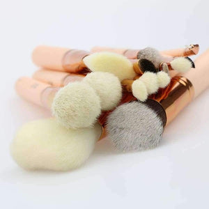 Planet Gates 15Pcs Pink Rose Golden Natural goat Horse Hair Foundation blusher eye Blending Contour Powder liner Makeup brush set