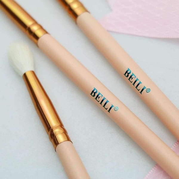 Planet Gates 15Pcs Pink Rose Golden Natural goat Horse Hair Foundation blusher eye Blending Contour Powder liner Makeup brush set