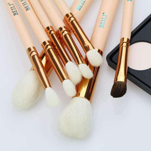 Planet Gates 15Pcs Pink Rose Golden Natural goat Horse Hair Foundation blusher eye Blending Contour Powder liner Makeup brush set