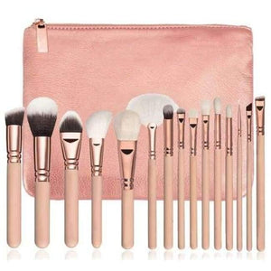 Planet Gates 15pcs Pink with bag 15pcs Pink Makeup Brushes Set Pincel Maquiagem Powder Eye Kabuki Brush Complete Kit Cosmetics Beauty Tools with Leather Case