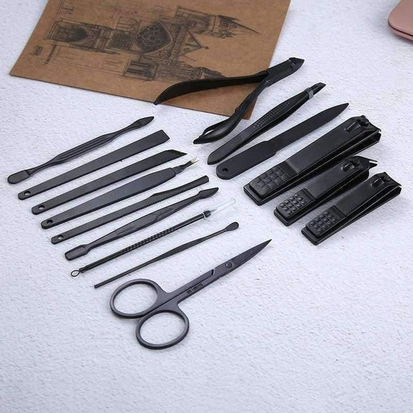 Planet Gates 15pcs/Set Stainless Steel Nail Clipper Kit Professional Pedicure Scissors Tweezer Knife Ear Pick Manicure Set Nail Art Tools