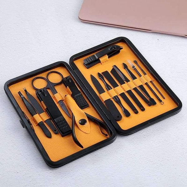 Planet Gates 15pcs/Set Stainless Steel Nail Clipper Kit Professional Pedicure Scissors Tweezer Knife Ear Pick Manicure Set Nail Art Tools