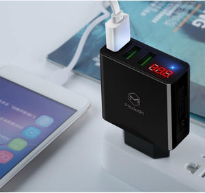 Planet Gates 15W LED Display 3 USB Mobile Phone Charger For iPhone Samsung Portable Universal Fast Charging USB Wall Travel Adapter EU