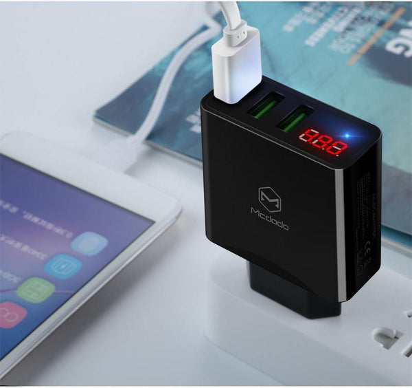 Planet Gates 15W LED Display 3 USB Mobile Phone Charger For iPhone Samsung Portable Universal Fast Charging USB Wall Travel Adapter EU