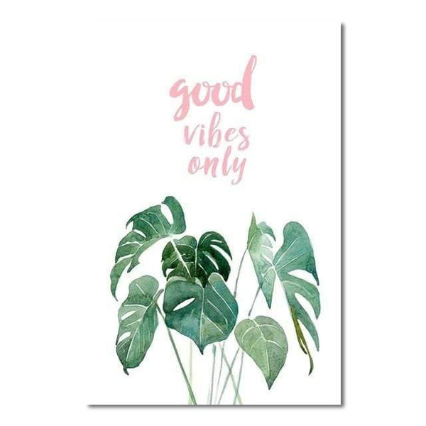 Green Leaf Pink Background Fresh Nordic Style Wall Art Canvas Painting Hd Print Wall Picture For Living Room Home Decor