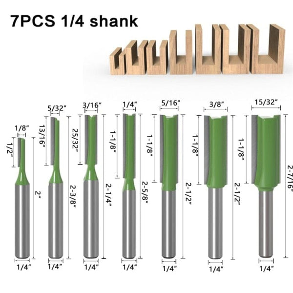 Planet Gates 16 1/4 Inch 6mm Shank Straight Bit Milling Cutter Single Double Flute Wood Cutters Tungsten Carbide Router Bit Woodworking Tool Set