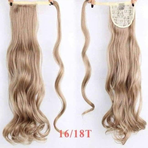 Planet Gates #16 / 22inches / China 22" Long Wave Clip In Hair Tail False Hair Ponytail Hairpiece With Hairpins Synthetic Wig Pony Tail Hair Extensions