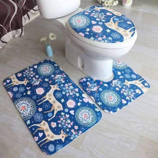 Planet Gates 3Pcs/set Bathroom Mat Set Toilet Rug Ocean World Flannel Anti Slip Bath Mat Rugs Home Decor Bathroom Products