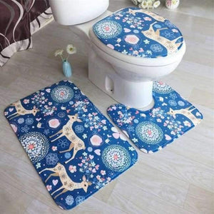 Planet Gates 16 3Pcs/set Bathroom Mat Set Toilet Rug Ocean World Flannel Anti Slip Bath Mat Rugs Home Decor Bathroom Products