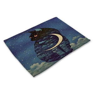 Planet Gates 16 / 42X32CM Designs Cartoon Cat Table Mats For Dining Table Mermaid King Bowl Tableware Pad Coaster Kitchen Accessories Retro