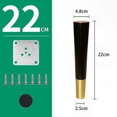 4pcs/lot Wood Legs TV Cabinet Support Sofa Legs Furniture Accessory Brass Gold Cups Solid Wooden Feet