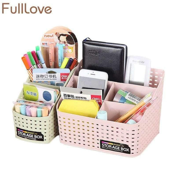 Planet Gates 16.5*7.8*12.5cm Plastic Cosmetic Organizer Box Pen Holder Sundries Case Desk Organizer Bathroom Storage & Organization