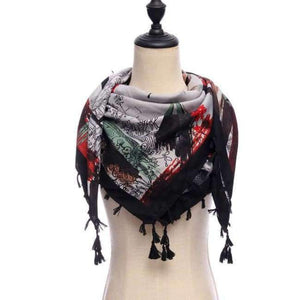 Planet Gates 16-black New brand women scarf square cotton shawls and wraps lady pashmina Tassels Bohemia foulard winter female bandana hijabs