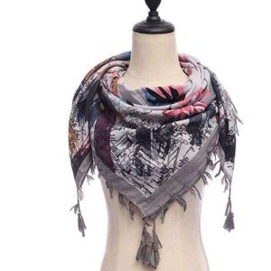 Planet Gates 16-gray New brand women scarf square cotton shawls and wraps lady pashmina Tassels Bohemia foulard winter female bandana hijabs